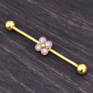 Opal Industrial Piercing - Surgical Steel Scaffold Jewelry
