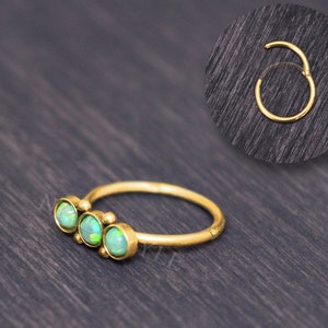 Boucle d'oreille clicker tragus opale - cerceau de cartilage en acier chirurgical, bijoux en hélice, piercing de tour