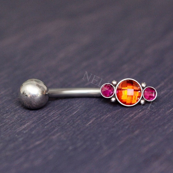 Implant Grade Titanium Belly Bar - Belly Button Ring with CZ, Body Jewelry