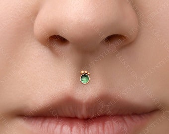 Labret Piercing 316L Surgical Steel - CZ lip ring stud, monroe jewelry, medusa flat back earring