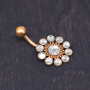 Anneau de nombril CZ - Bijoux de nombril en acier chirurgical, anneau de nombril court
