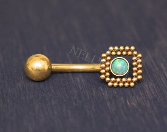 Belly Piercing - Surgical steel belly earring, piercing jewelry Opal