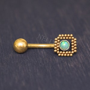 Belly Piercing - Surgical steel belly earring, piercing jewelry Opal