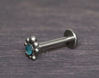 Surgical Steel Labret - Cartilage stud earring, CZ tragus piercing jewelry, forward helix piercing, conch earring