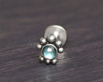 Labret Stud - Implant Grade Titanium Lip Stud Flat Back, CZ Monroe Jewelry, Medusa Piercing Jewelry
