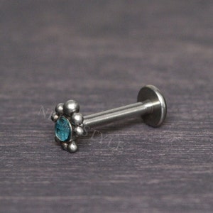 Surgical Steel Labret - Cartilage stud earring, CZ tragus piercing jewelry, forward helix piercing, conch earring