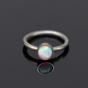 Nose Ring with Opal Gemstone - surgical steel nose piercing