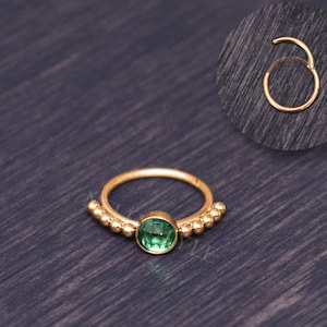 Surgical Steel Tragus Jewelry - CZ cartilage hoop, conch piercing jewelry, tragus hoop, clicker ring