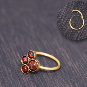 Opal Cartilage Clicker - Tragus earring, rook piercing jewelry, helix earring clicker