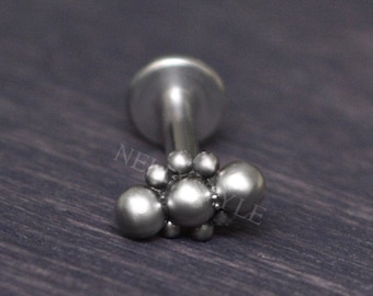 Labret Stud Titanium - Helix Jewelry, Tragus Earring Internally Threaded Stud, Cartilage Piercing Jewelry, Conch Flat Back Barbell
