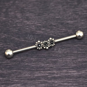 Onyx Industrial Piercing - Surgical Steel Scaffold Earring