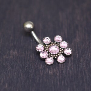 Anneau de nombril - Bijoux de piercing au ventre avec pierre CZ, barre ventrale en acier chirurgical