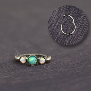 Tragus Hoop Surgical Steel -  Opal Helix earring, cartilage jewelry, rook piercing, conch earring clicker