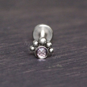 Titanium Labret Stud: Internally Threaded Tragus Earring