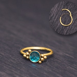 Cartilage Earring CZ - Tragus earring hoop, rook jewelry, surgical steel hoop, clicker for helix
