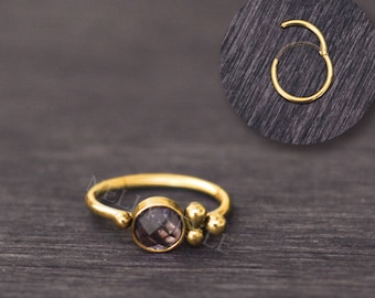 Cartilage Earring CZ - Tragus earring hoop, rook jewelry, surgical steel hoop, clicker for helix