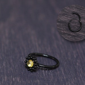 Cartilage Clicker Earring CZ - Tragus earring hoop, rook jewelry, surgical steel hoop, clicker for helix