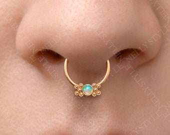 Surgical Steel Daith Jewelry - Septum Ring 16g with Opal, Daith Piercing