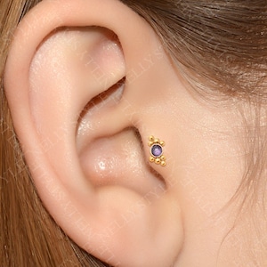 Boucle d'oreille labret en acier chirurgical 316L avec filetage interne - CZ Tragus Stud, piercing cartilage, boucle d'oreille hélicoïdale, clou de boucle d'oreille conque