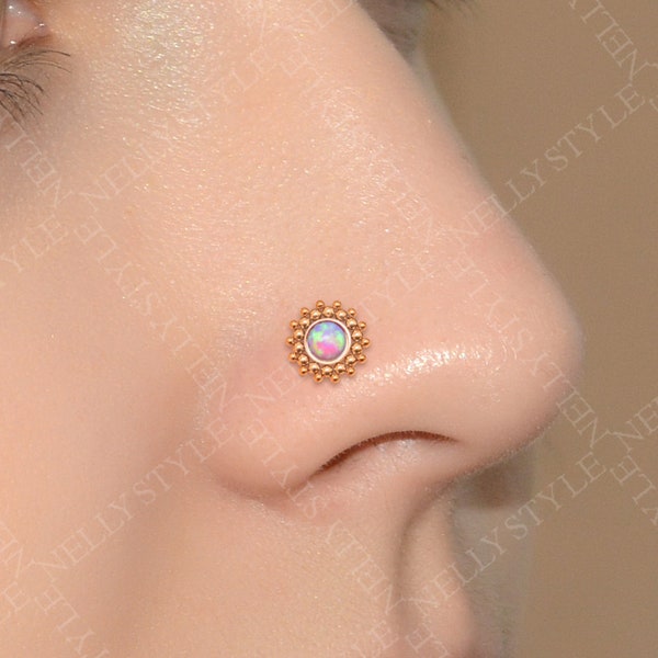 Opal Nose Stud Boucle d’oreille - anneau de nez en acier chirurgical, bijoux de nez