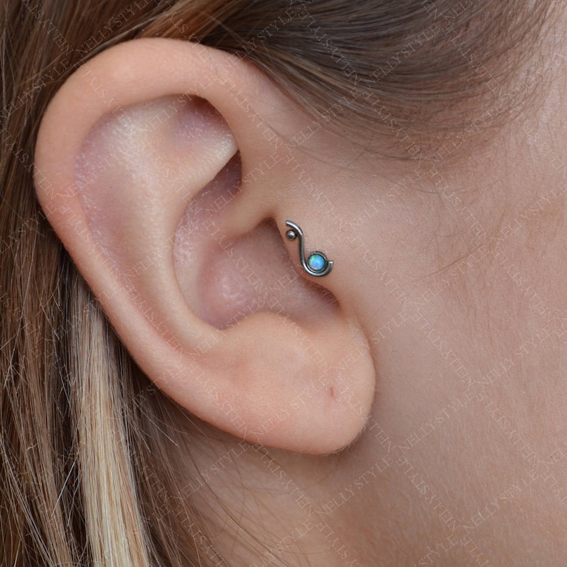 Surgical Steel Tragus Stud With Opal Gemstone Works For Nose Etsy