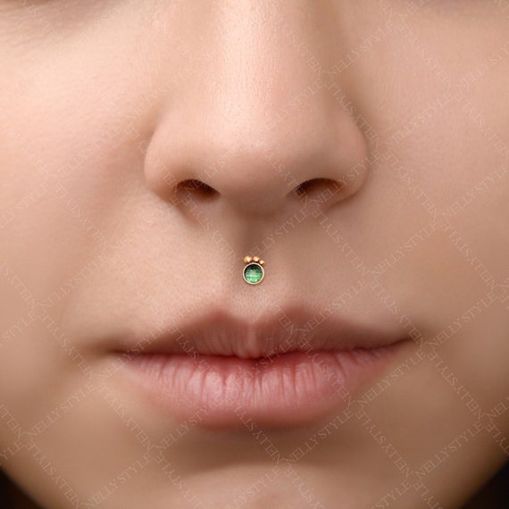 Labret Piercing 316L Surgical Steel CZ Lip Ring Stud Monroe Jewelry Medusa Flat Back Earring Etsy