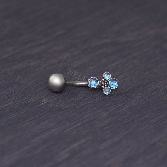 Surgical Steel Belly Button Ring - Navel ring 14 gauge, belly button jewelry with CZ stone