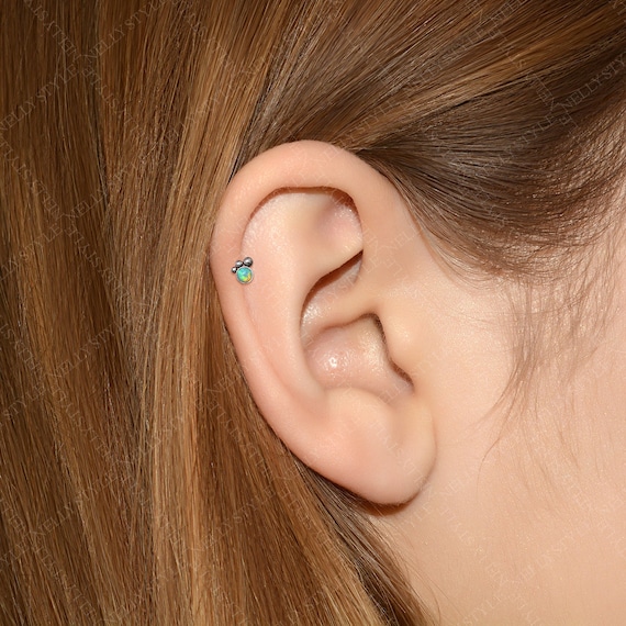 Labret Jewelry Surgical Steel Helix stud tragus jewelry cartilage earring conch piercing jewelry with Opal