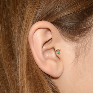 Labret Jewelry - Tragus Piercing Stud, 316L Surgical Steel Cartilage Barbell, Forward Helix Jewelry, Opal Conch Stud