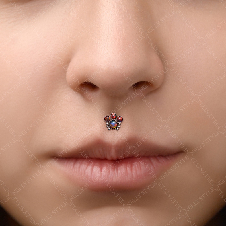 Lip Ring Surgical Steel Labret Piercing Jewelry Opal Medusa Piercing Jewelry Internally Threaded Monroe Stud