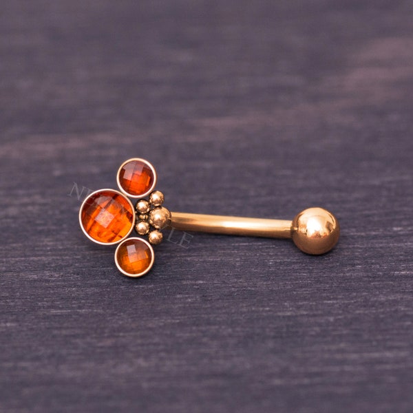 Eyebrow Banana Barbell - 316L Surgical Stainless Steel Rook Earring, CZ Cartilage Curved Barbell