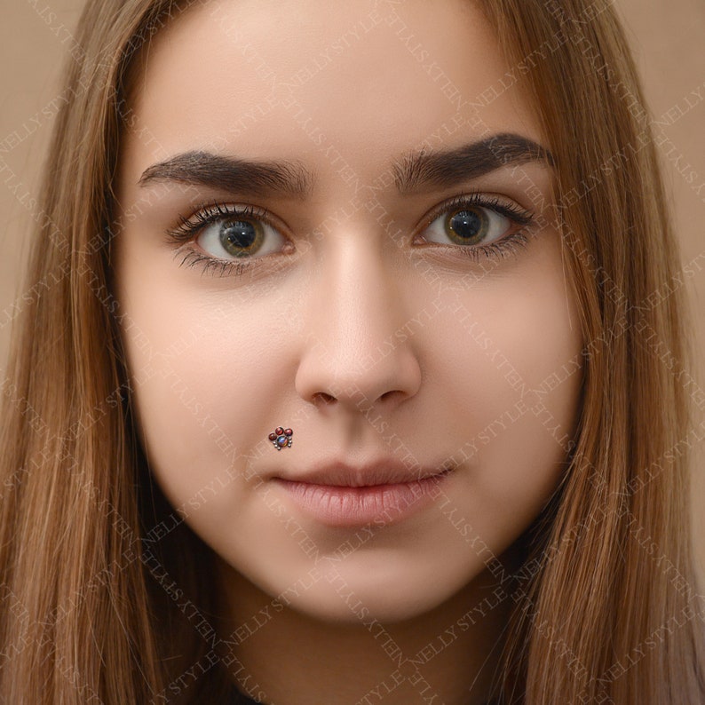 Lip Ring Opal Medusa Piercing Jewelr Internally Threaded Monroe Stud Implant Grade Titanium Labret Piercing Jewelry