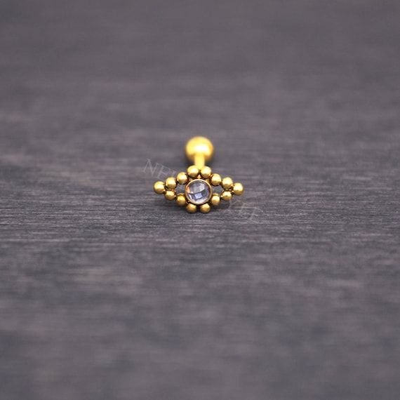 thumbnail image 2 of Fleur De Lis Anchor Surgical Steel Cartilage Earring – 16g Helix Tragus Barbell 2 of 6