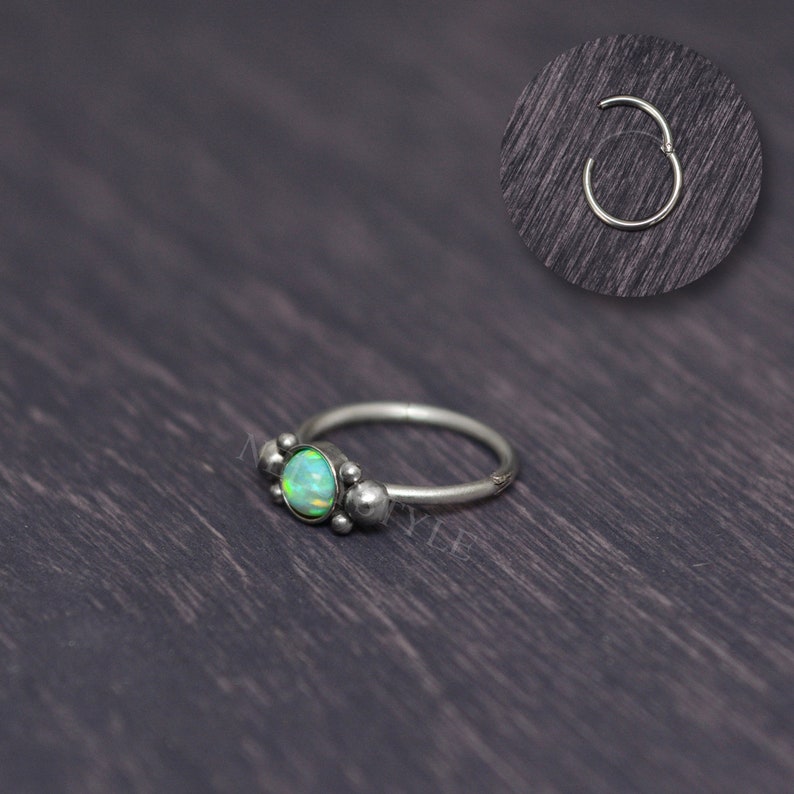 Surgical Steel Tragus Clicker Hoop Earring Opal Cartilage Etsy