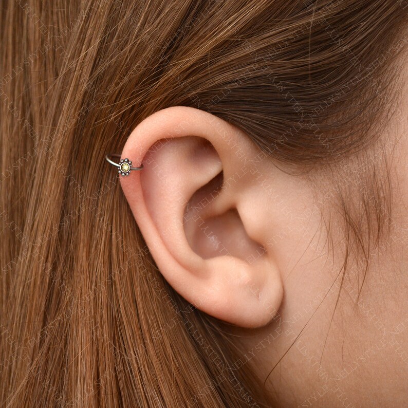 Tragus earring hoop Cartilage Earring CZ rook jewelry clicker for helix surgical steel hoop