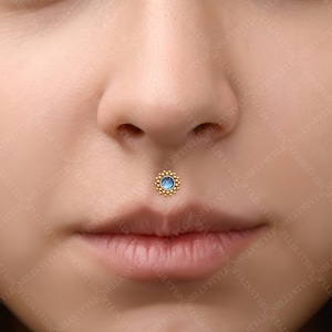 Internally Threaded Labret Stud - Surgical Steel Lip Piercing, Monroe Earring with CZ, Medusa Jewelry image 2