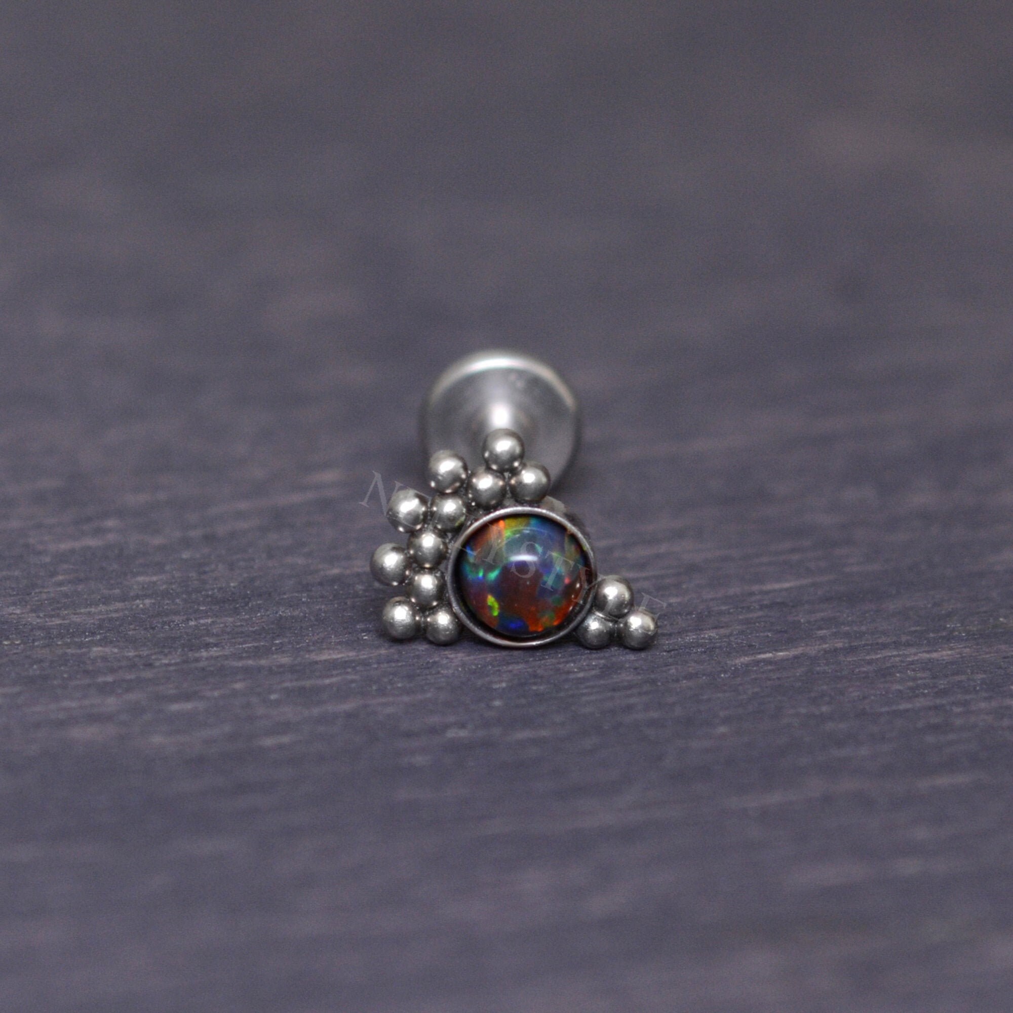 Implant Grade Titan Labret Piercing Schmuck - Lippenring, Monroe Ohrstecker mit Innengewinde, Opal Medusa Piercing Schmuck