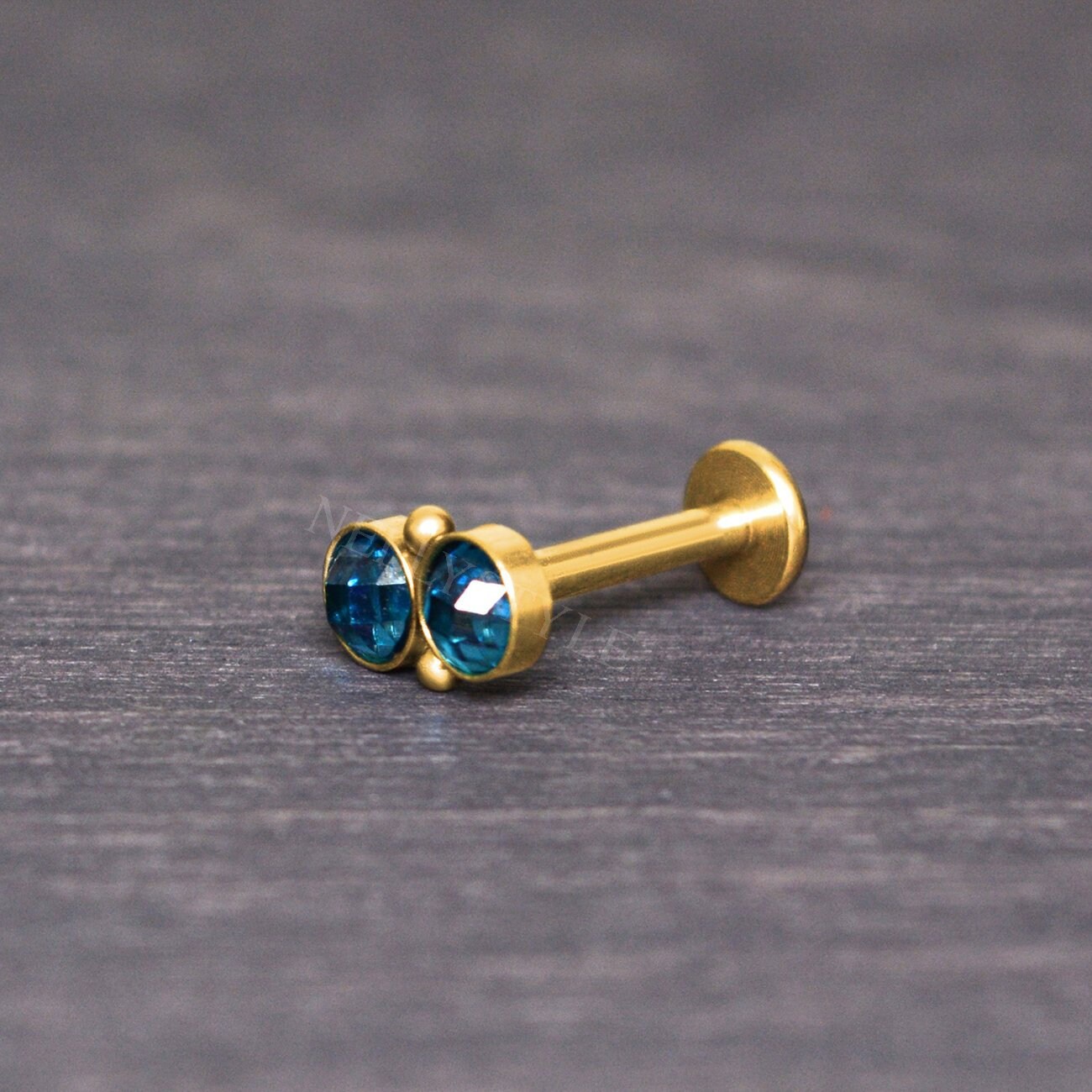 CZ Surgical Steel Internally Threaded Labret - Lip piercing, monroe flat back stud earring, medusa stud