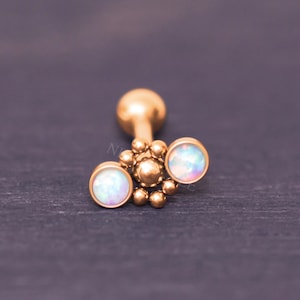 Cartilage Piercing Jewelry - Cartilage Barbell with Opal, Surgical Steel Ear Piercing