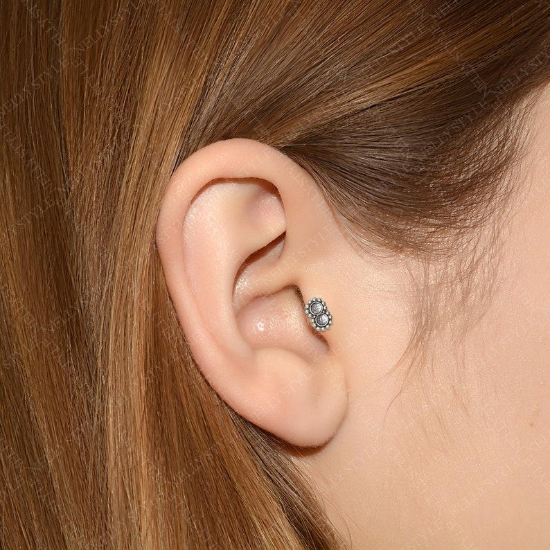 Helix Stud Tragus Jewelry Conch Piercing Jewelry with CZ Cartilage Earring Labret Jewelry Titanium