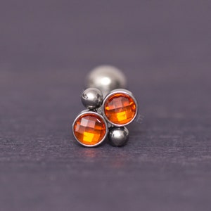 Cartilage Barbell - Surgical Steel Cartilage Stud Screw Back, CZ Curve Cartilage Earring