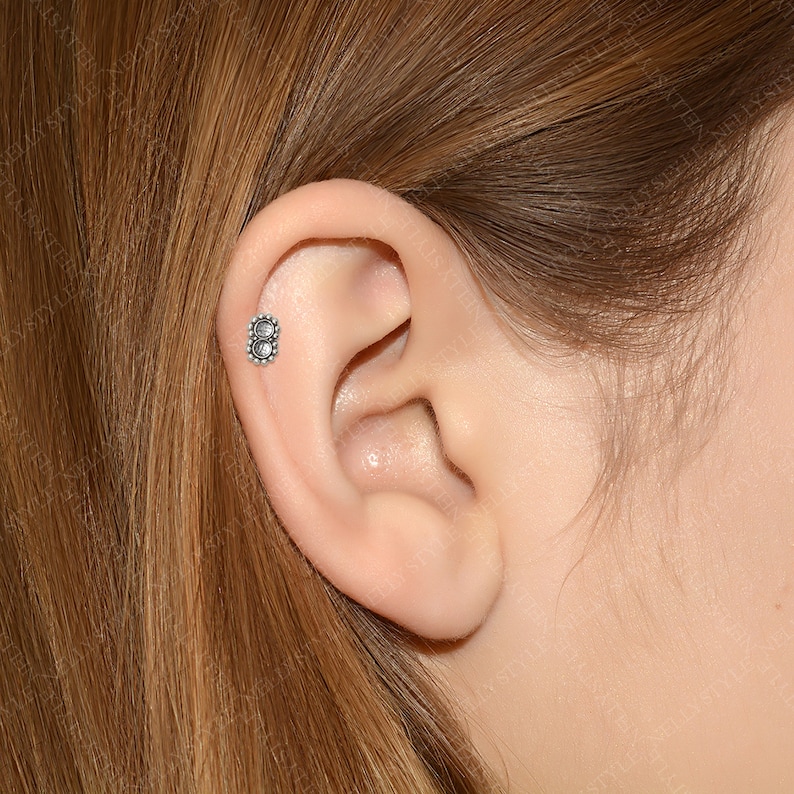 Helix Stud Tragus Jewelry Conch Piercing Jewelry with CZ Cartilage Earring Labret Jewelry Titanium