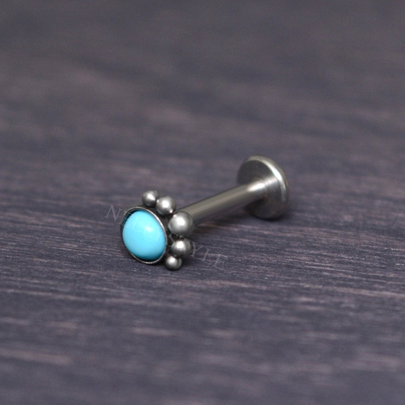 Surgical Steel Labret Cartilage stud earring Turquoise Etsy