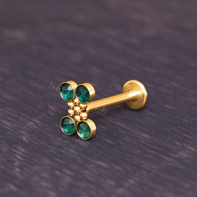 Medusa Jewelry Surgical Steel Lip Piercing Internally Threaded Labret Stud Monroe Earring with CZ