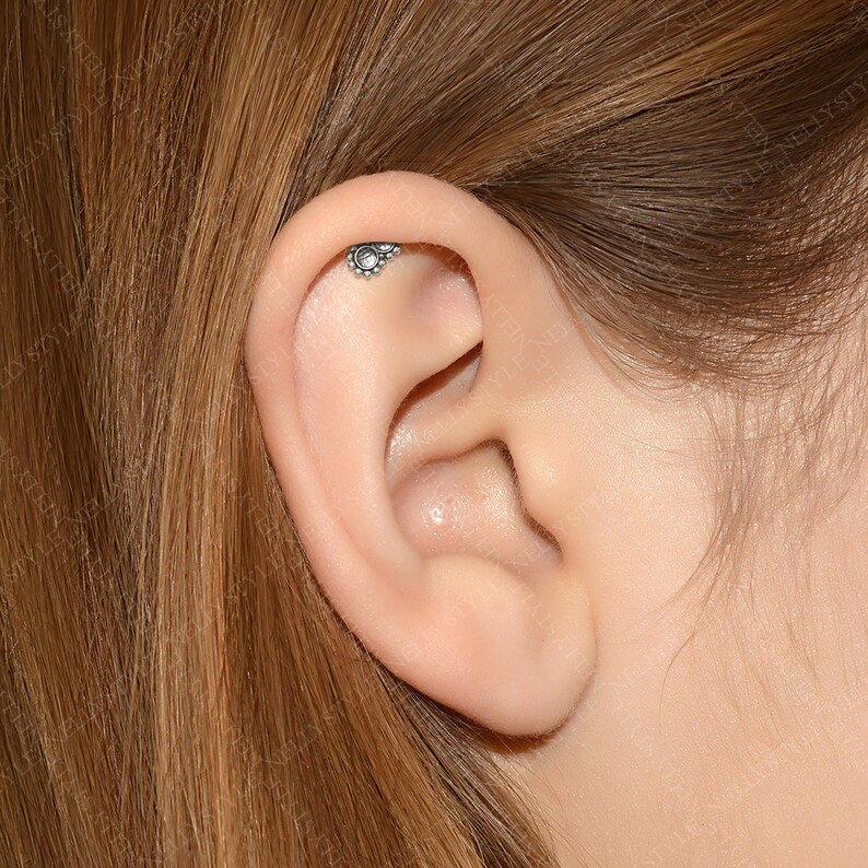Helix Stud Tragus Jewelry Conch Piercing Jewelry with CZ Cartilage Earring Labret Jewelry Titanium