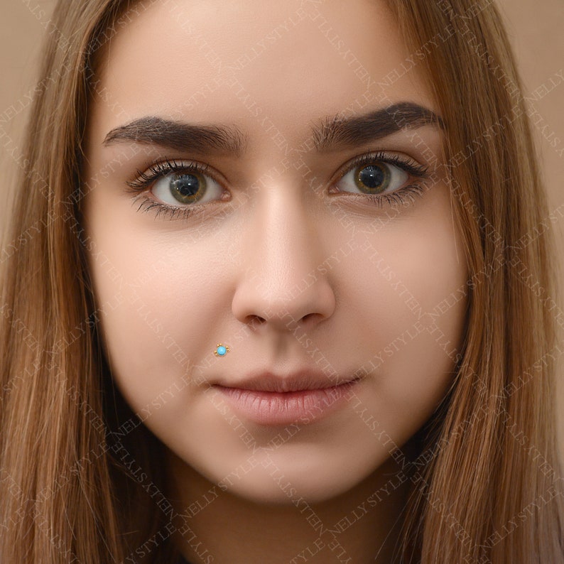 Turquoise Monroe Jewelry Medusa Piercing Jewelry Labret Stud 316L Surgical Steel Lip Stud Flat Back