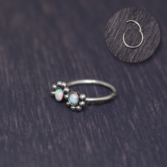 Cartilage Earring Opal Rook Piercing Hoop Tragus Jewelry Helix Earring Clicker Conch Piercing