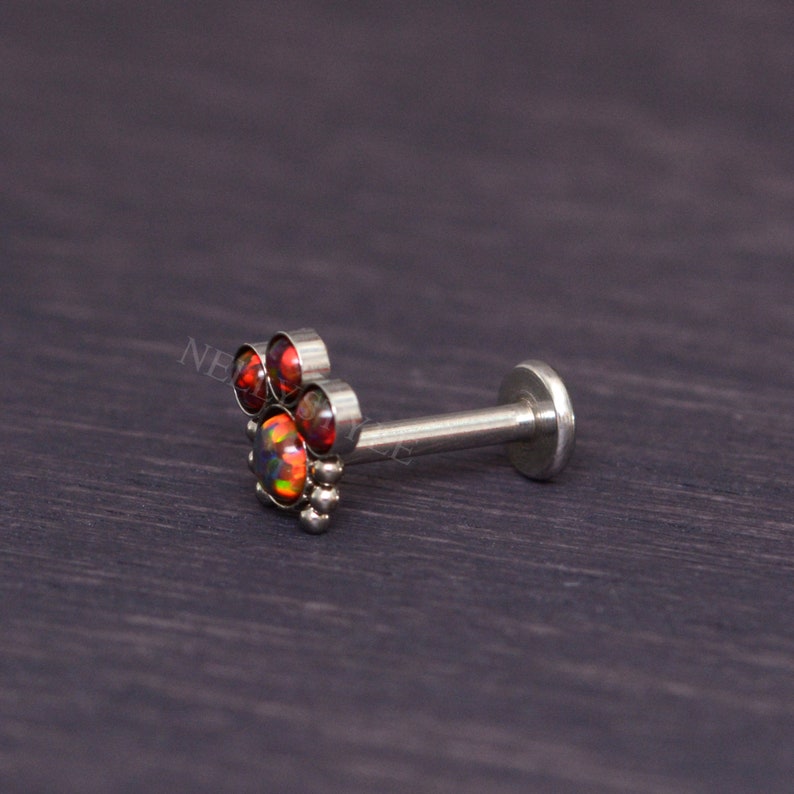 Lip Ring Surgical Steel Labret Piercing Jewelry Opal Medusa Piercing Jewelry Internally Threaded Monroe Stud