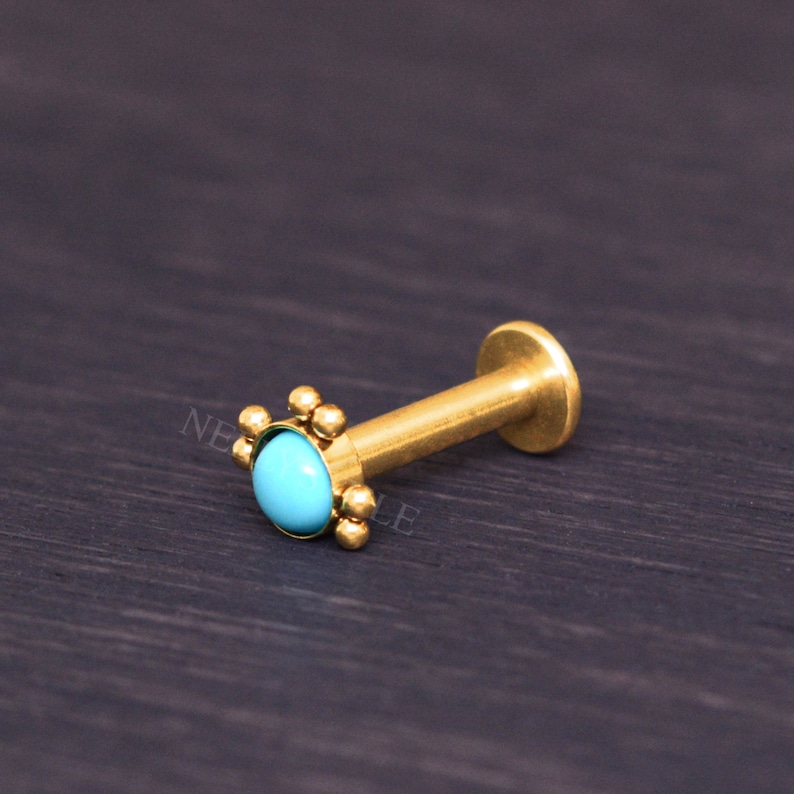 Turquoise Monroe Jewelry Medusa Piercing Jewelry Labret Stud 316L Surgical Steel Lip Stud Flat Back