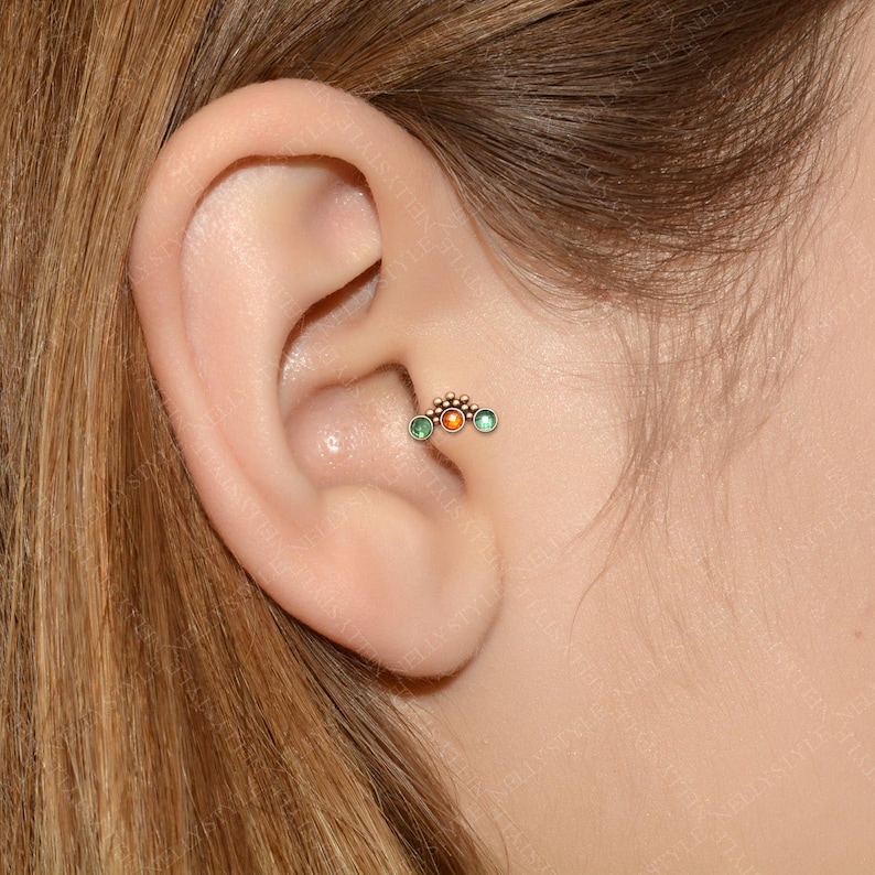 Helix Earring Surgical Steel Cartilage Stud Tragus Jewelry Etsy